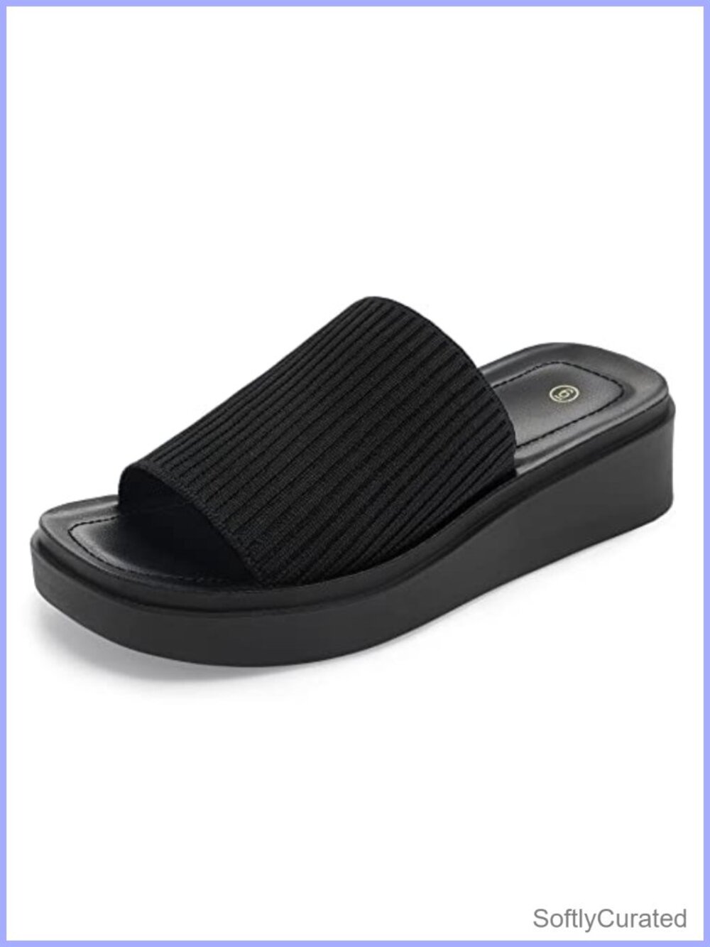 Women's Knit Platform Slide Sandals Breathable Non-Slip Summer